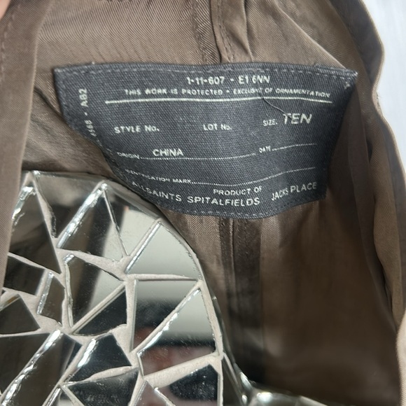 ALL SAINTS PARACHUTE ZEEDA DRESS TAUPE GREEN 10 RARE - Picture 3 of 13